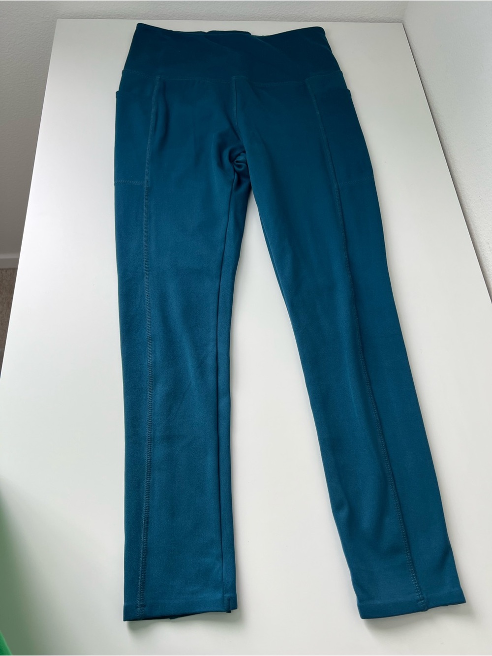 Danskin Womens Small Teal High Rise Leggings Side Pocket Yoga Activewear